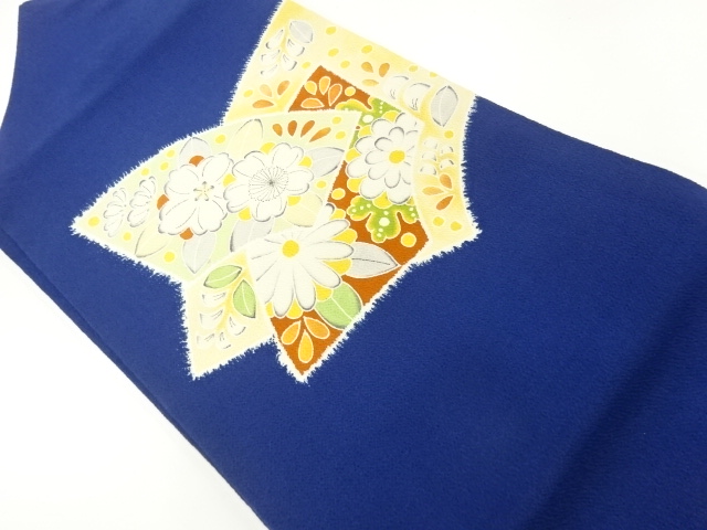 縮緬地地紙に花模様名古屋帯